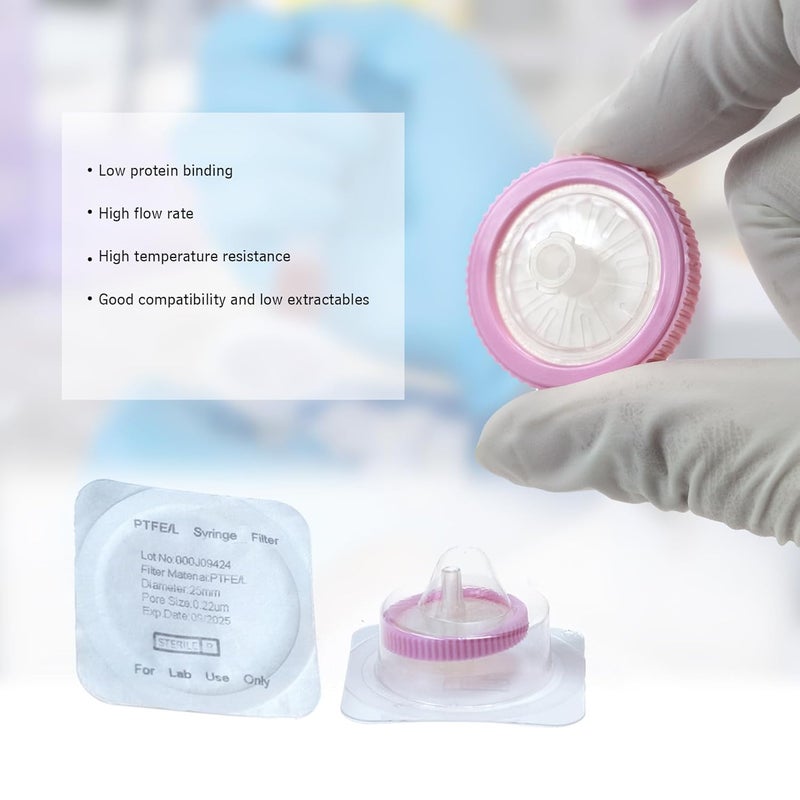Labfil Sterilized Syringe Filter PTFE 20 Pack, 0.22 um Pore Size, 25 mm Membrane Diameter, Hydrophilic Filtration Sterile Packed Individually - Image 3